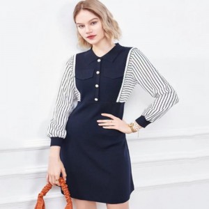 Titim Luath -Titim Collar Cniotáilte Beag Leath Cardigan